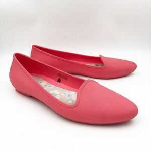 Crocs Shoes Womens 9 Eve Flat Pink Rubber Floral Lined Pointed Toe Slip On Flats